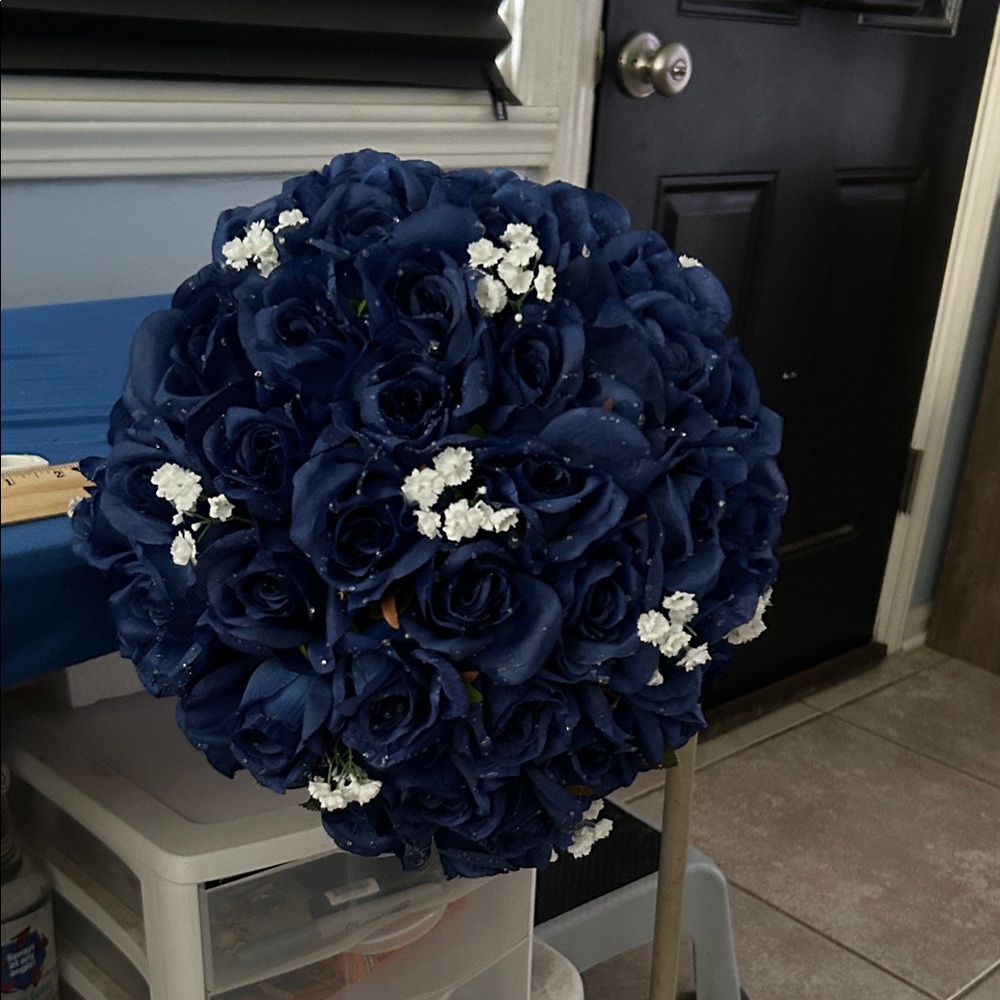 Elegant Blue Faux Rose Bouquet